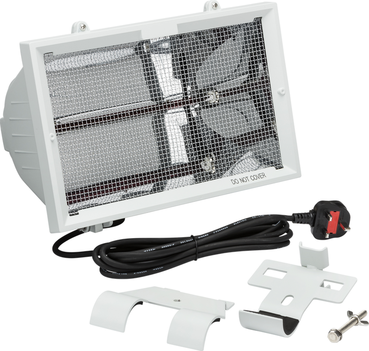 230V IP24 1.3kW shortwave infrared heater – White