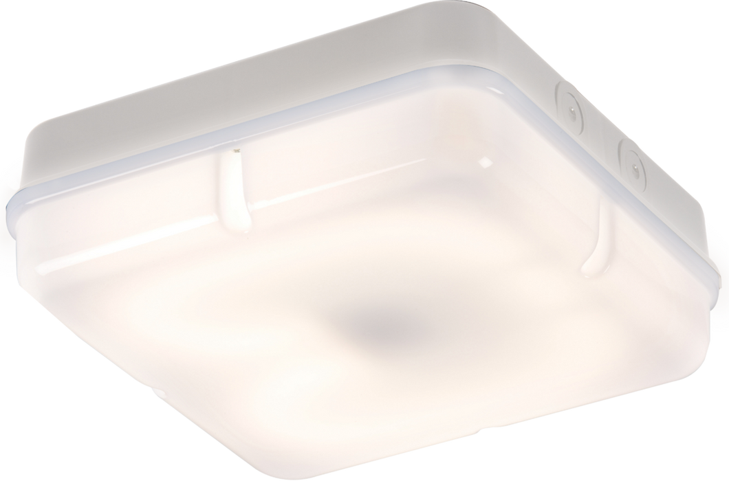 IP65 28W HF Square Emergency Bulkhead with Opal Diffuser and White Base