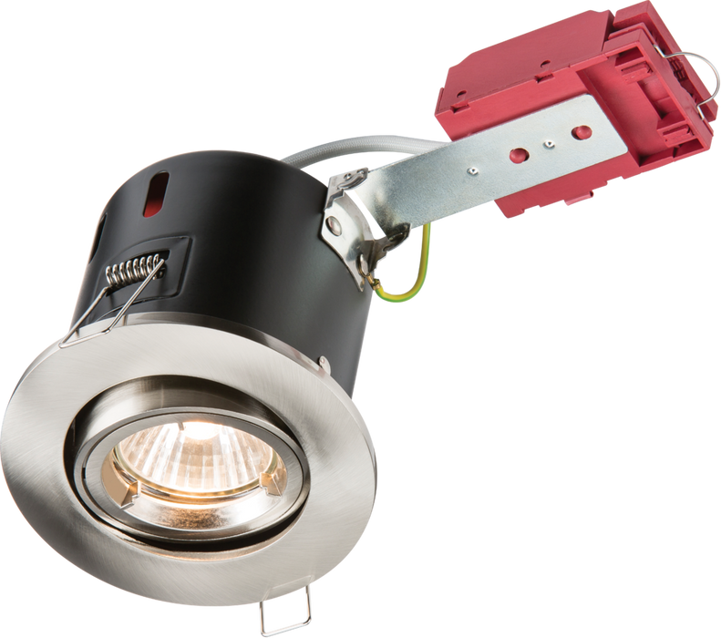 230V IP20 50W GU10 IC Fire-Rated Tilt Downlight Brushed Chrome