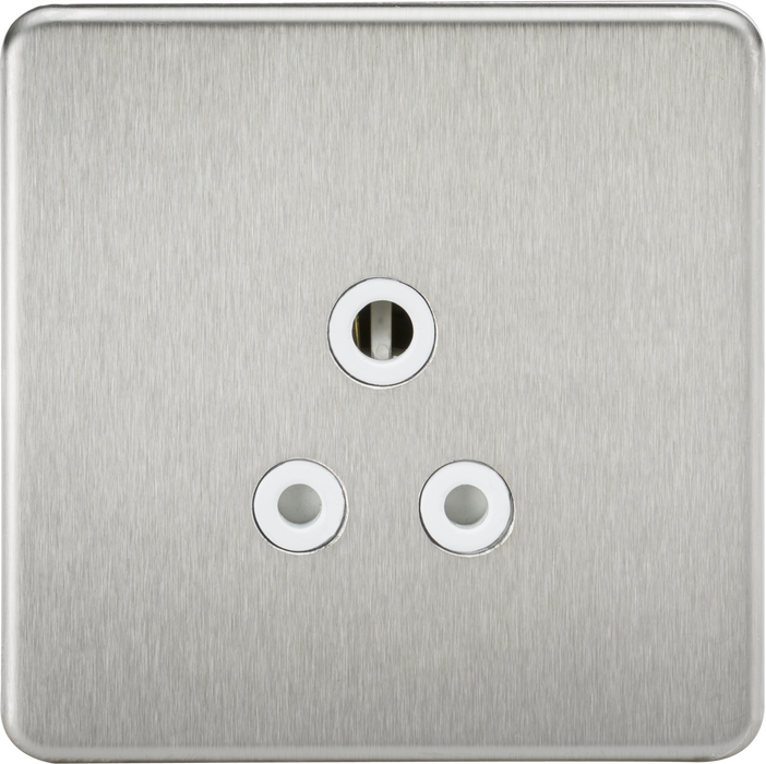 5A Unswitched Socket - Brushed Chrome with White Insert