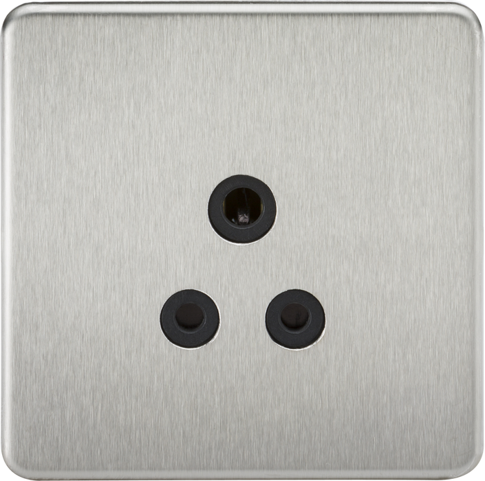 5A Unswitched Socket - Brushed Chrome with Black Insert