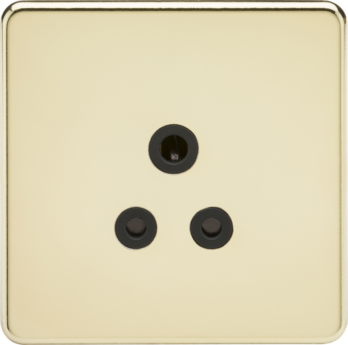 5A Unswitched Socket - Polished Brass with Black Insert