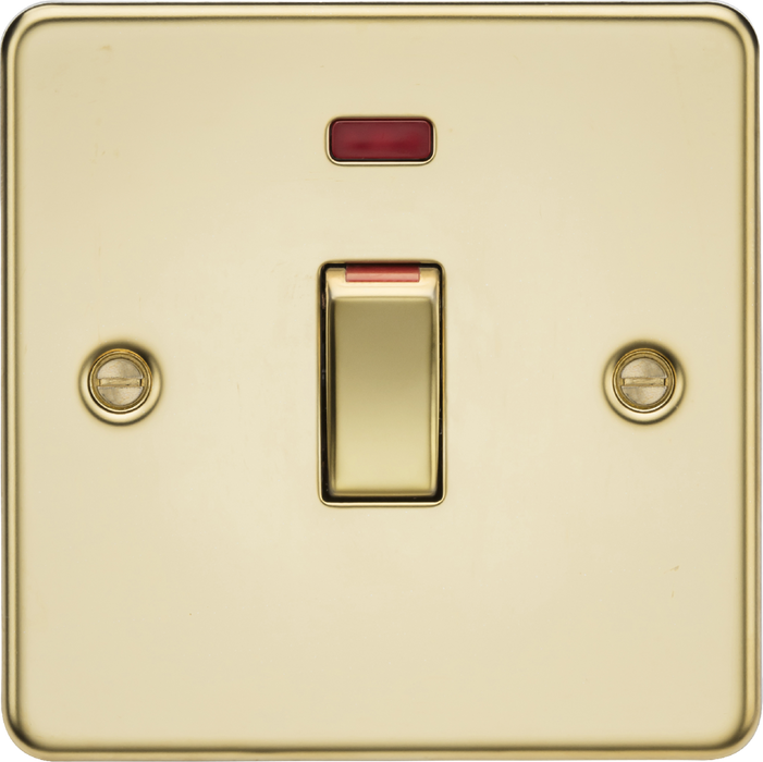 45A DP Switch with Neon (1G size) - Polished Brass