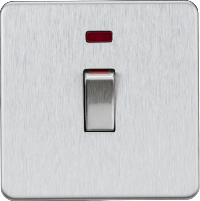 45A DP Switch with Neon (1G size) - Brushed Chrome