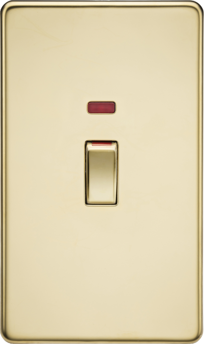 45A DP Switch with Neon (2G size) - Polished Brass