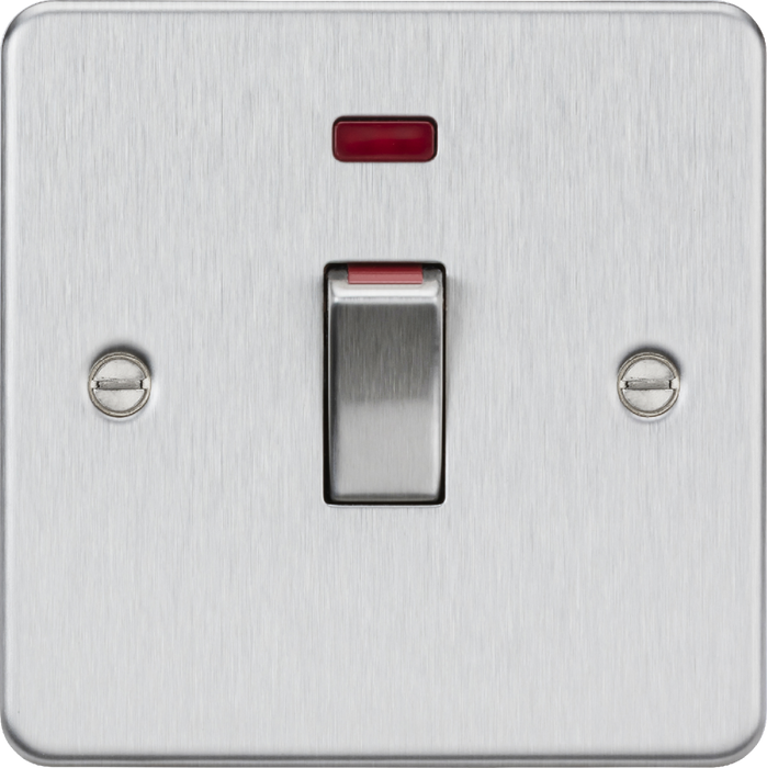 45A DP Switch with Neon (1G size) - Brushed Chrome