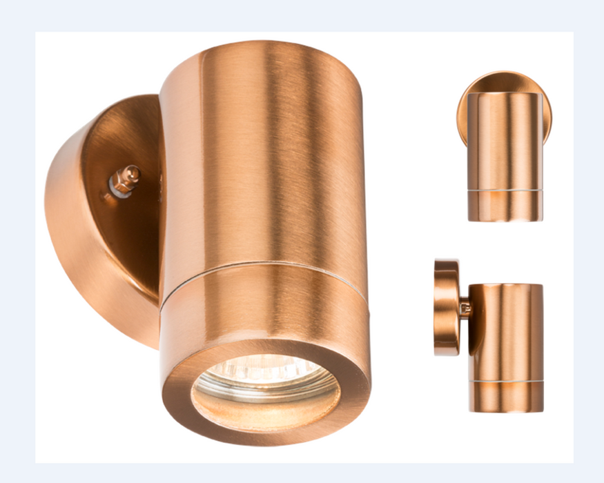 230V IP65 GU10 35W Fixed Wall Light - Copper Colour