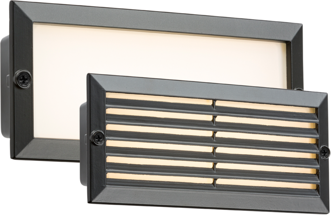 230V IP54 5W White LED Recessed Brick Light - Black Fascia