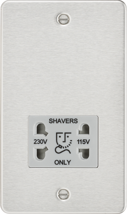 115/230V Dual Voltage Shaver Socket - Brushed Chrome with Grey Insert