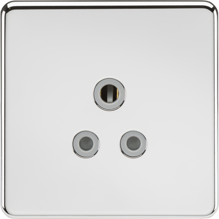 5A Unswitched Socket - Polished Chrome with Grey Insert