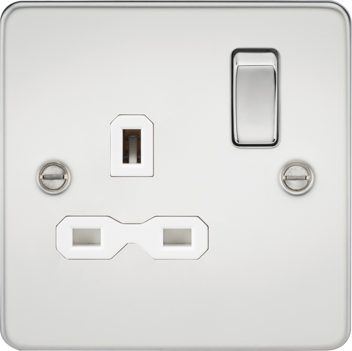 13A 1G DP Switched Socket - Polished Chrome with White Insert