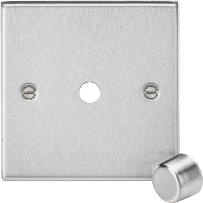 1G Dimmer Plate with Matching Metal Dimmer Cap - Brushed Chrome