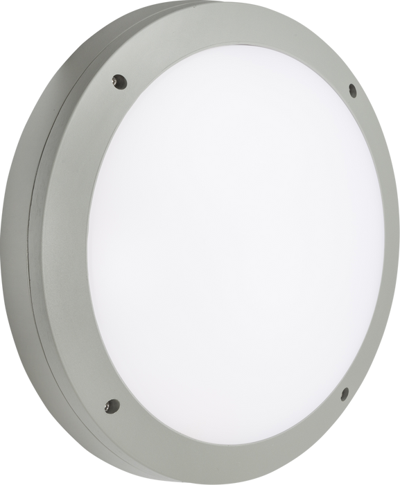 230V IP65 18W LED Round Bulkhead CCT Grey