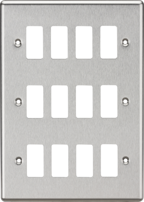 12G Grid Faceplate - Rounded Edge Brushed Chrome