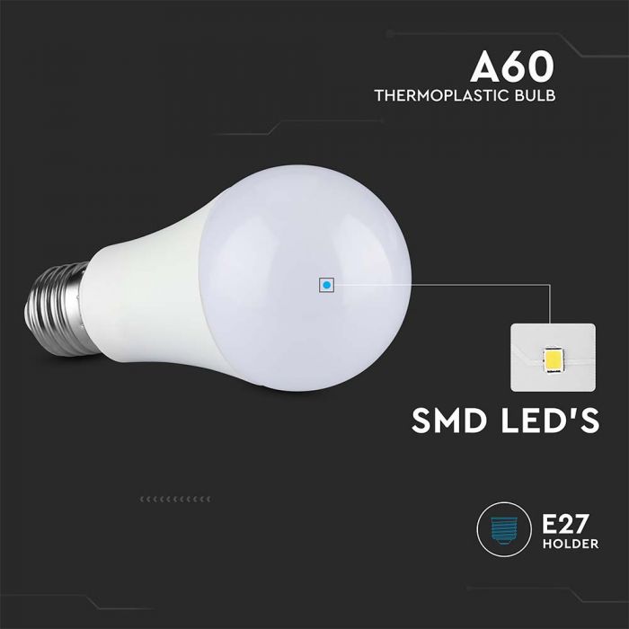 VT-210 8.5W A60 PLASTIC BULB SAMSUNG CHIP 3000K E27