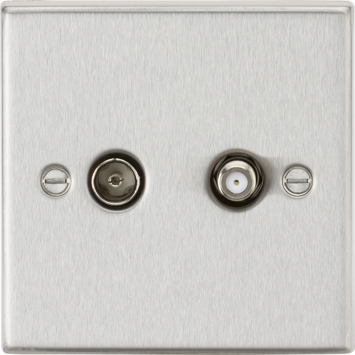 TV & SAT TV Outlet (isolated) - Brushed Chrome