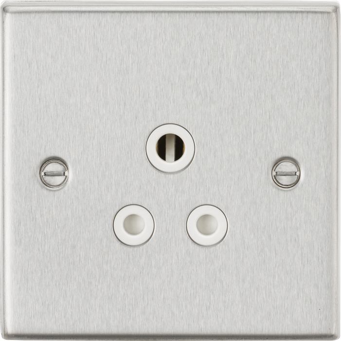 5A Unswitched Socket - Brushed Chrome with White Insert