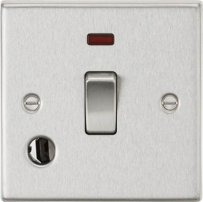 20A 1G DP Switch with Neon & Flex Outlet - Brushed Chrome