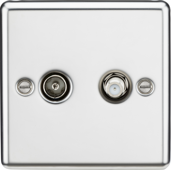 TV & SAT TV Outlet (isolated) - Polished Chrome