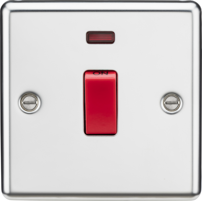 45A DP Switch with Neon (1G size) - Polished Chrome