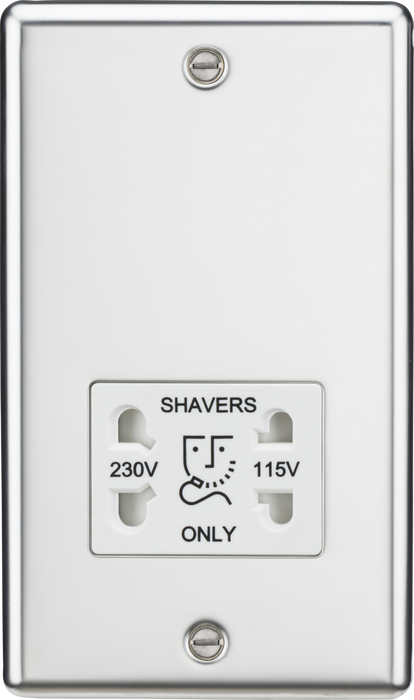 115/230V Dual Voltage Shaver Socket - Polished Chrome with White Insert