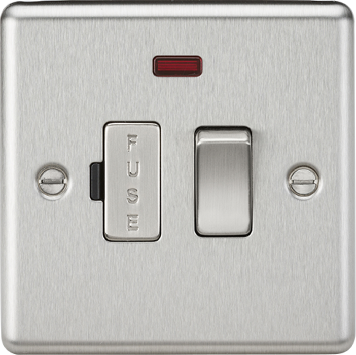 13A Switched Fused Spur Unit with Neon - Brushed Chrome