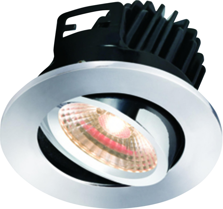 IP20 7W LED 3000K Warm White Tilt Downlight with Fixed Chrome Bezel