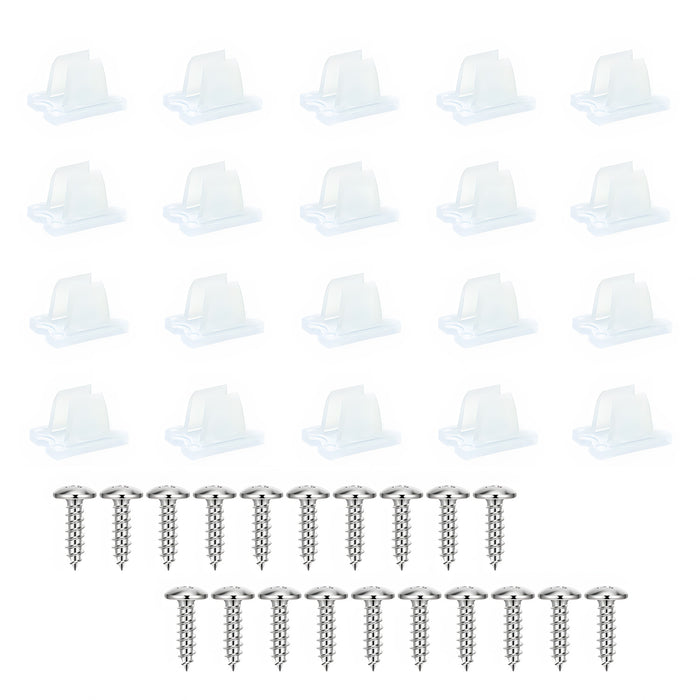 Image showing the 20 clips and 20 screws included in the box for the NimbusFlex® LED Rope Lights 5m.
