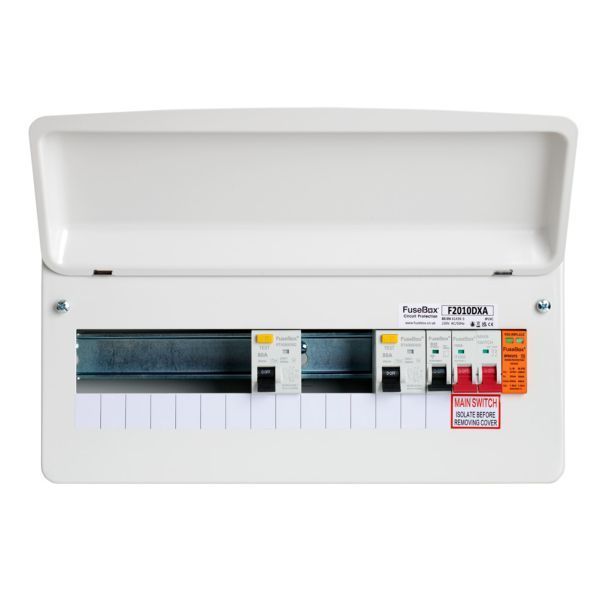 FuseBox 10 Way Consumer Unit w/ SPD T2 (2 × 80A 30mA RCD’s Type A)