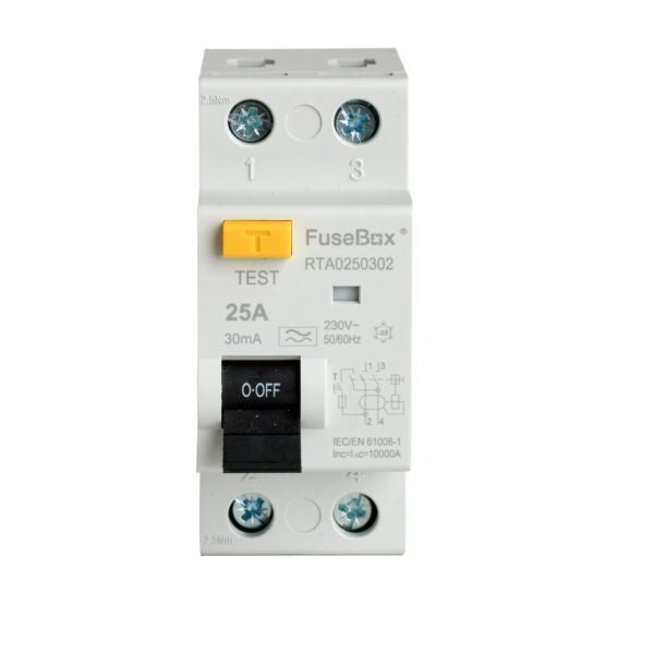 FuseBox 25A 30mA 2 Pole RCD (Type A)