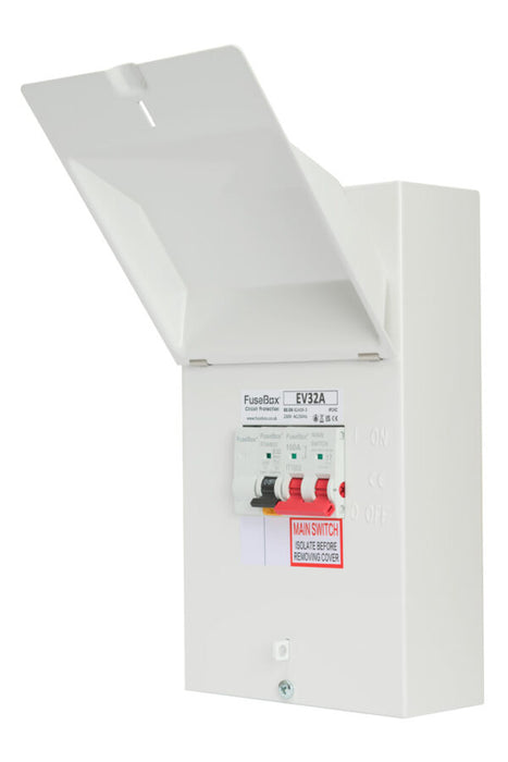 FuseBox EV Charger Distribution Board w/ 32A B-Curve RCBO (Type A) + 100A Main Switch