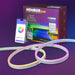 Image of smartphone app controlling the NimbusFlex® RGBIC Neon LED Rope Light in a looped multicoloured pattern against a gradient backdrop.