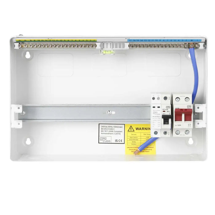 Lumo 14 Way Metal Clad Consumer Unit w/ SPD + 100A Isolator