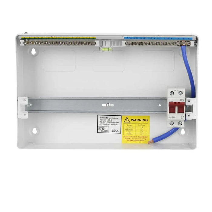 Lumo 16 Way Metal Clad Consumer Unit w/ 100A Isolator