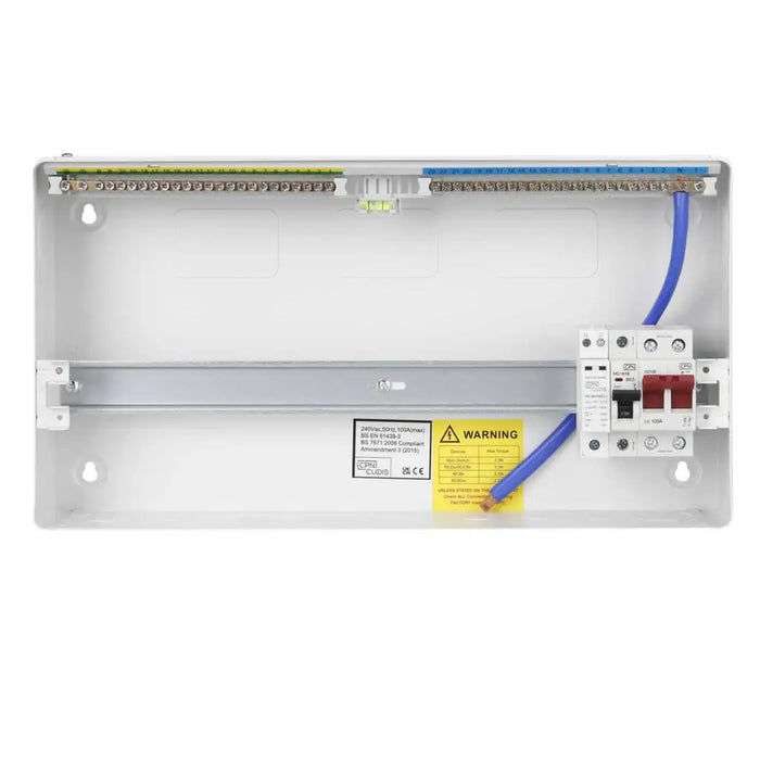 Lumo 18 Way Metal Clad Consumer Unit w/ SPD + 100A Isolator