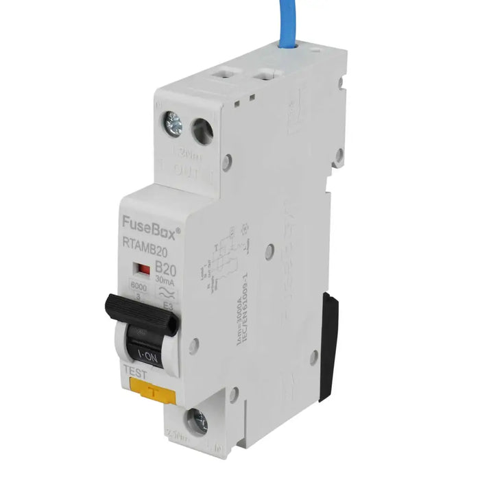 FuseBox 20A B Curve 6kA 30mA Type A Miniature RCBO (1P+N)