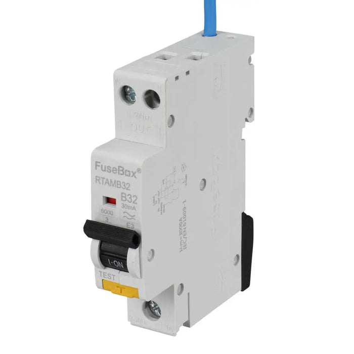 FuseBox 32A B Curve 6kA 30mA Type A Miniature RCBO (1P+N)