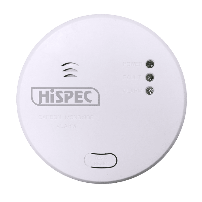 Hispec Interconnectable Fast Fix Mains Carbon Monoxide Detector with 10yr Rechargeable Lithium Battery Back