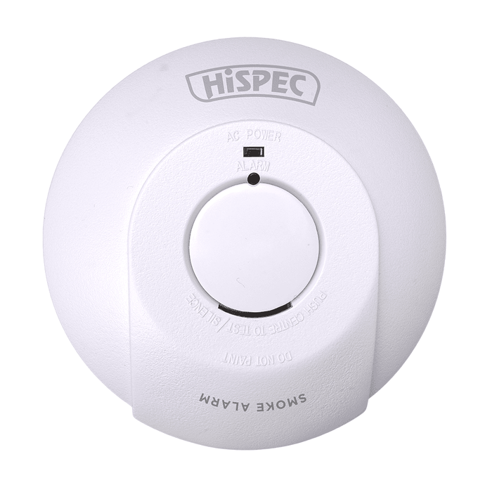 Hispec Interconnectable Fast Fix Mains Smoke Detector with 10yr Rechargeable Lithium Battery Backup