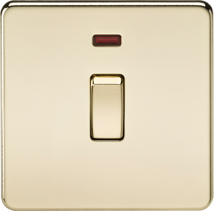 20A 1G DP Switch with Neon - Polished Brass