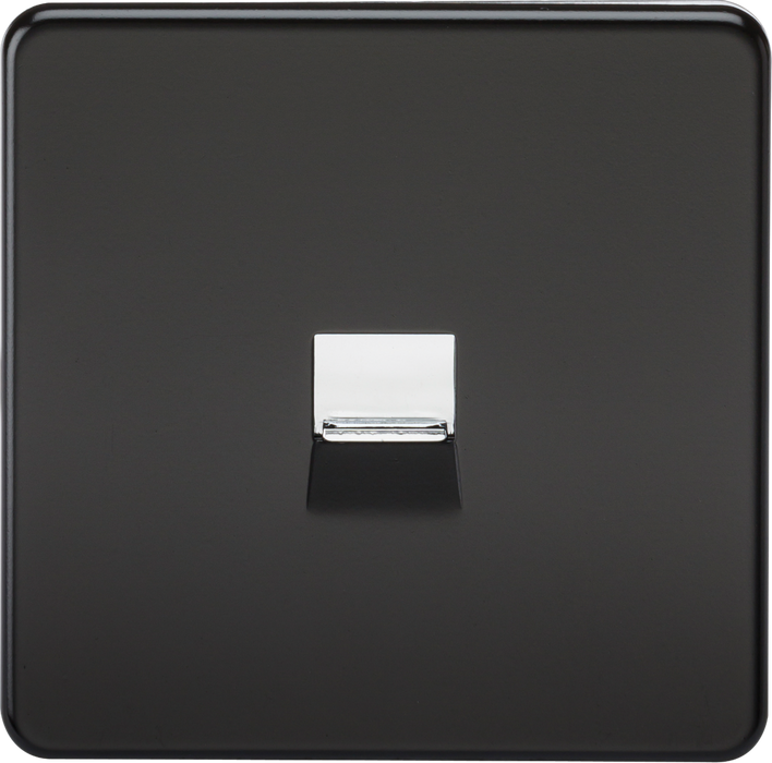 Telephone Master Socket -Matt Black with Chrome Shutter