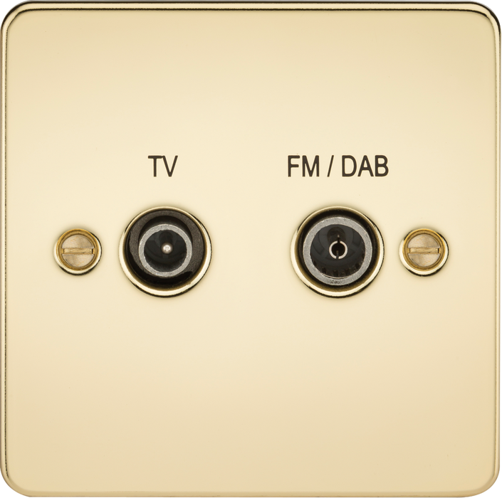 Screened Diplex Outlet (TV, FM DAB) - Polished Brass