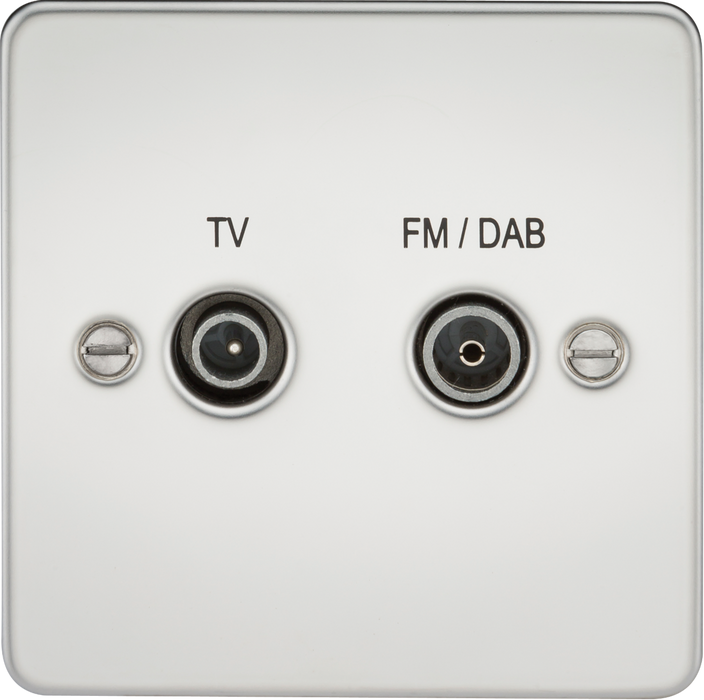 Screened Diplex Outlet (TV, FM DAB) - Polished Chrome