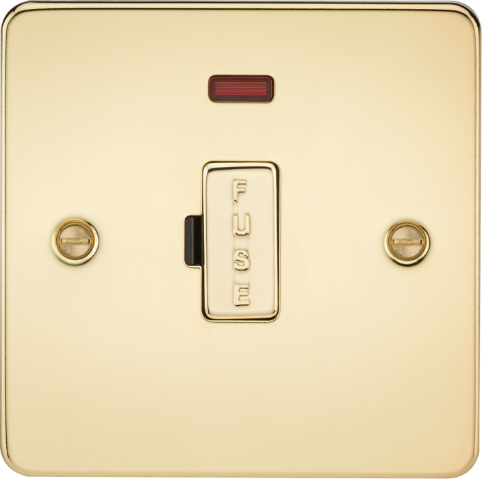 13A Fused Spur Unit with Neon - Polished Brass