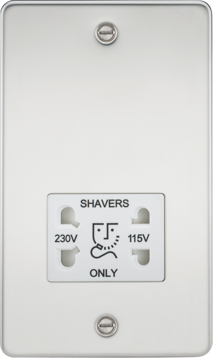 115/230V Dual Voltage Shaver Socket - Polished Chrome with White Insert