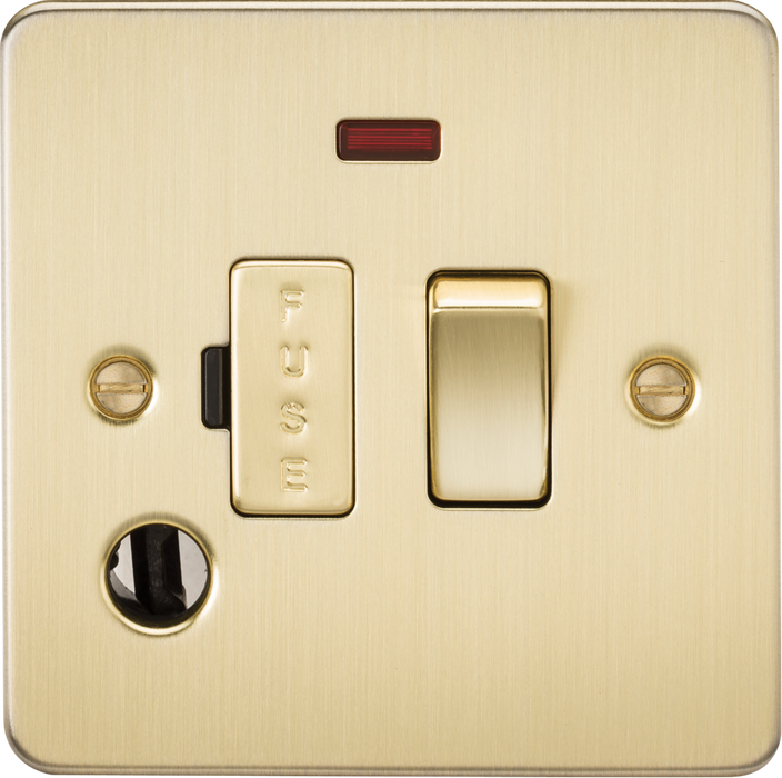 13A Switched Fused Spur Unit with Neon & Flex Outlet - Brushed Brass