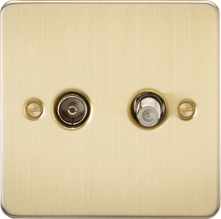 TV and SAT TV Outlet (isolated) - Brushed Brass