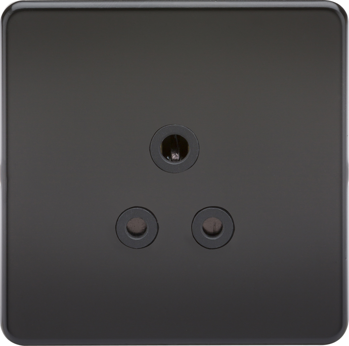 5A Unswitched Socket - Matt Black with Black Insert