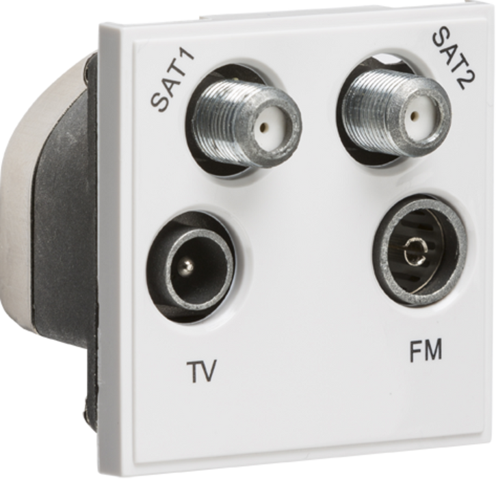 Quadplexed SAT1/SAT2/TV/FM DAB Outlet Module 50 x 50mm - White