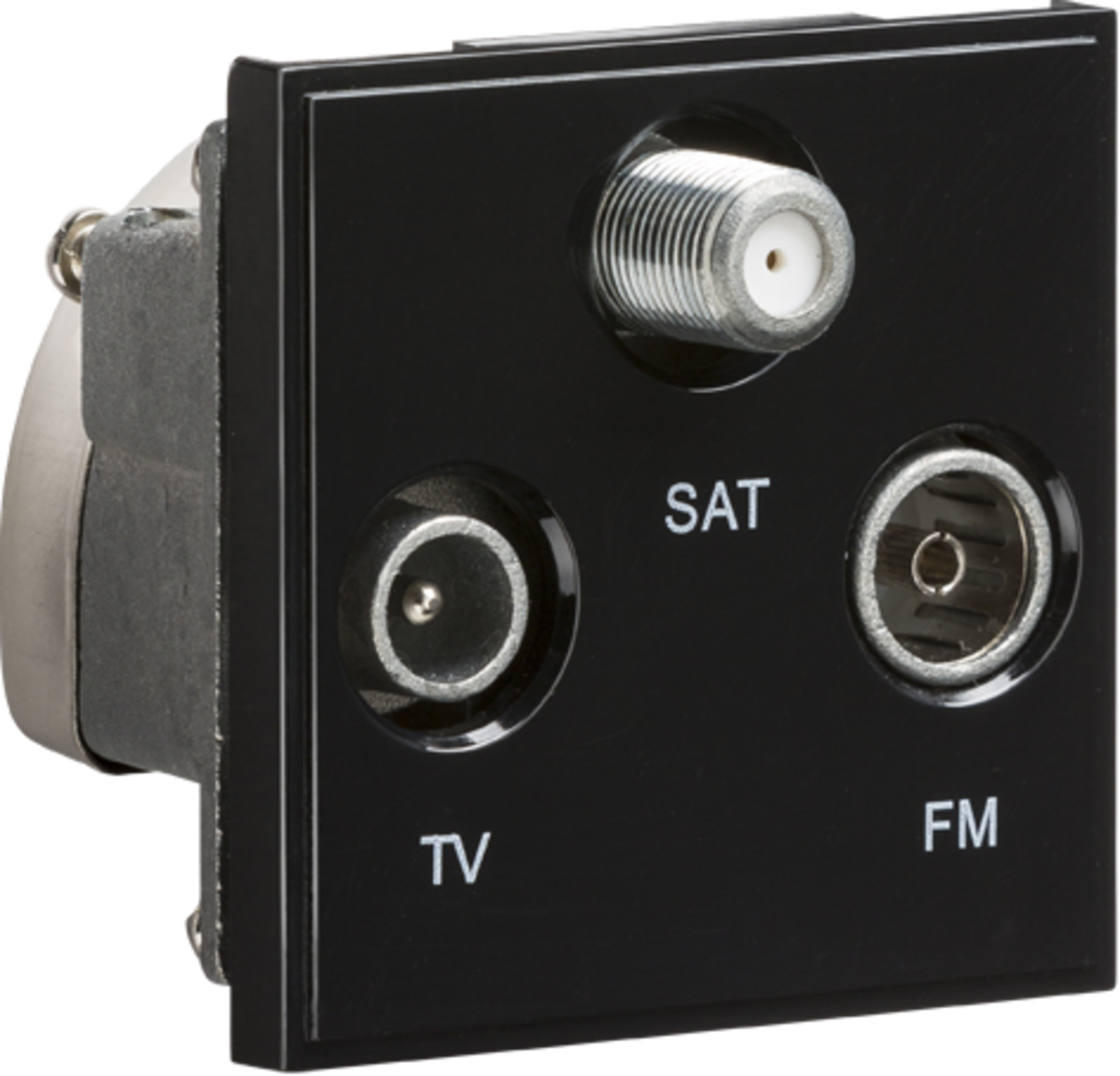 Triplexed TV /FM DAB/ SAT TV Outlet Module 50 x 50mm - Black — Derby ...